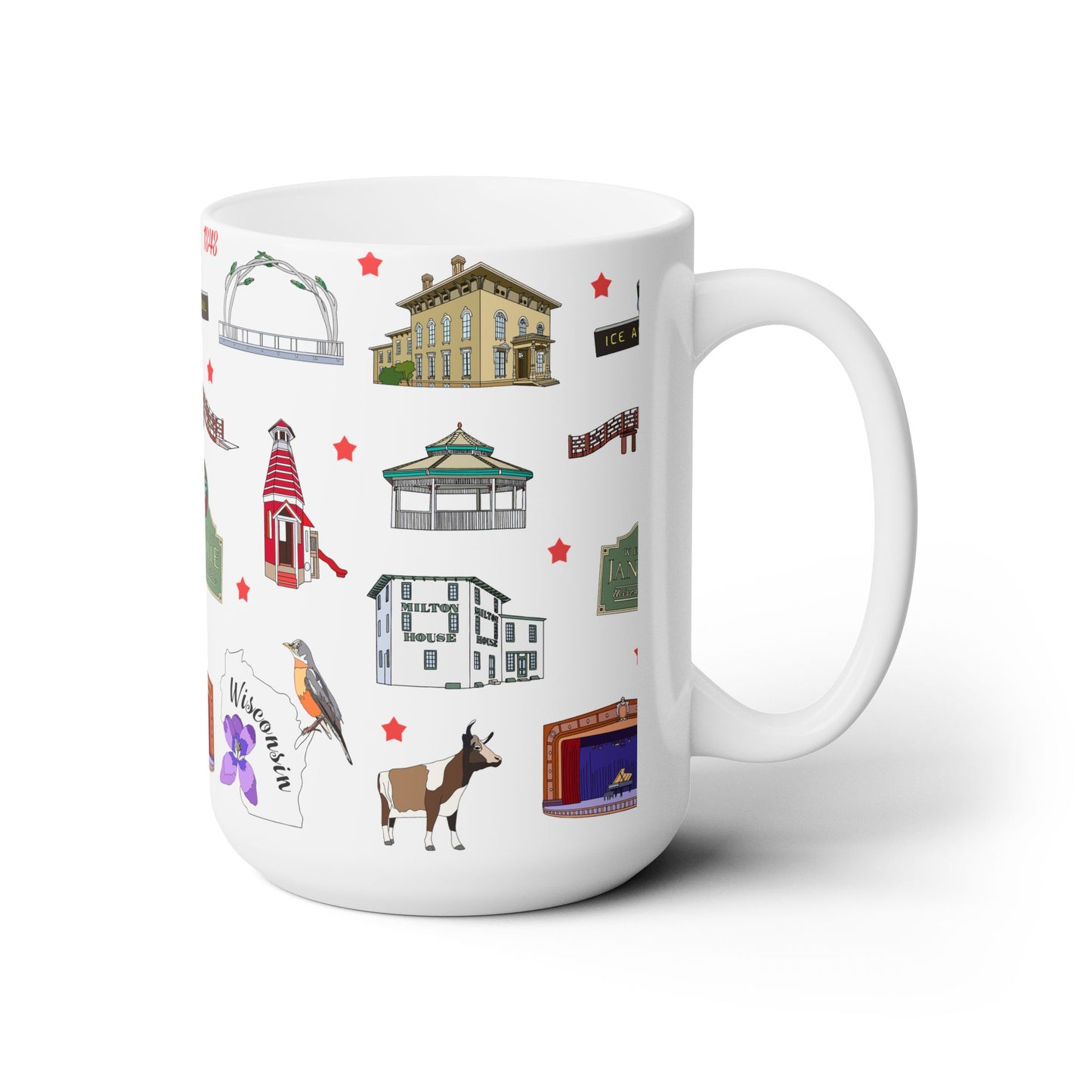 Ceramic Mug 15oz with Janesville, Wisconsin WI in white