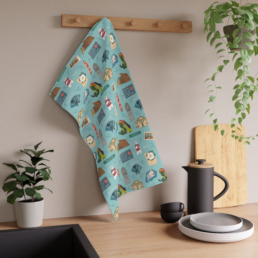 Kitchen Towel with Atlanta, GA in turquoise