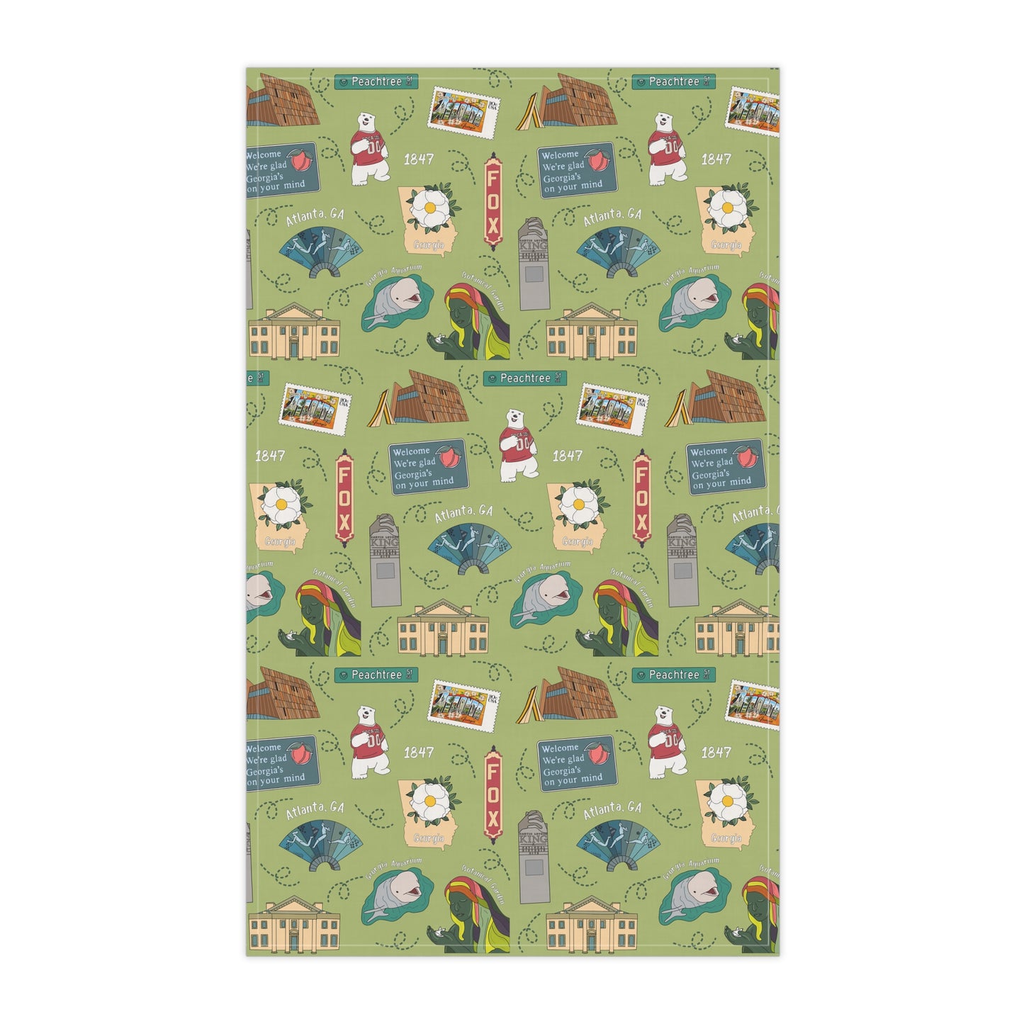 Kitchen Towel with Atlanta, GA in green