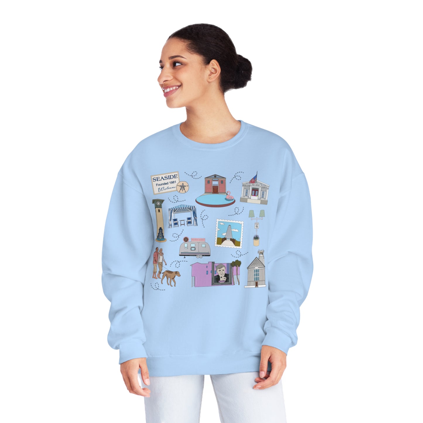 Unisex NuBlend® Crewneck Sweatshirt with Seaside, FL in assorted colors