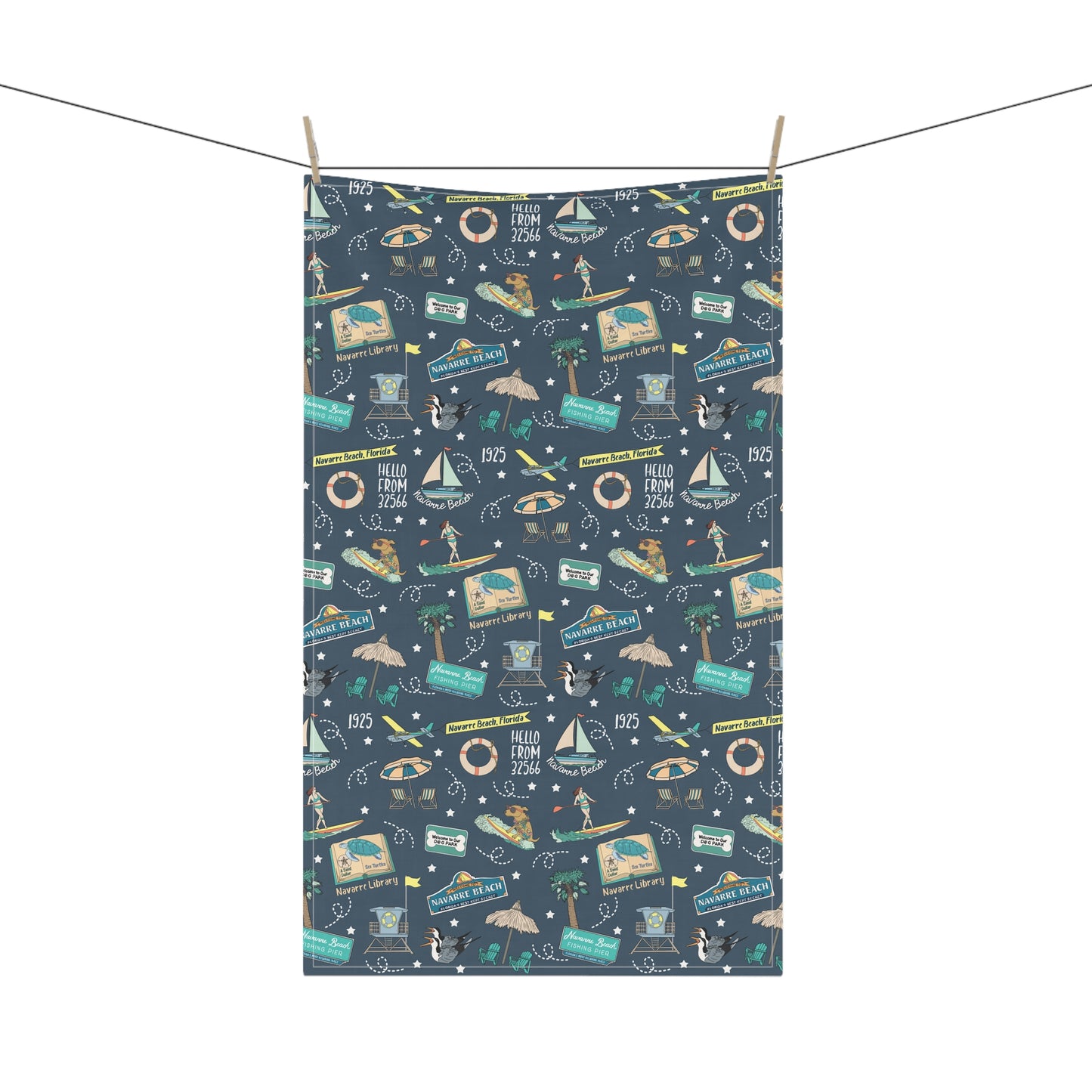 Kitchen Towel with Navarre Beach, FL in navy