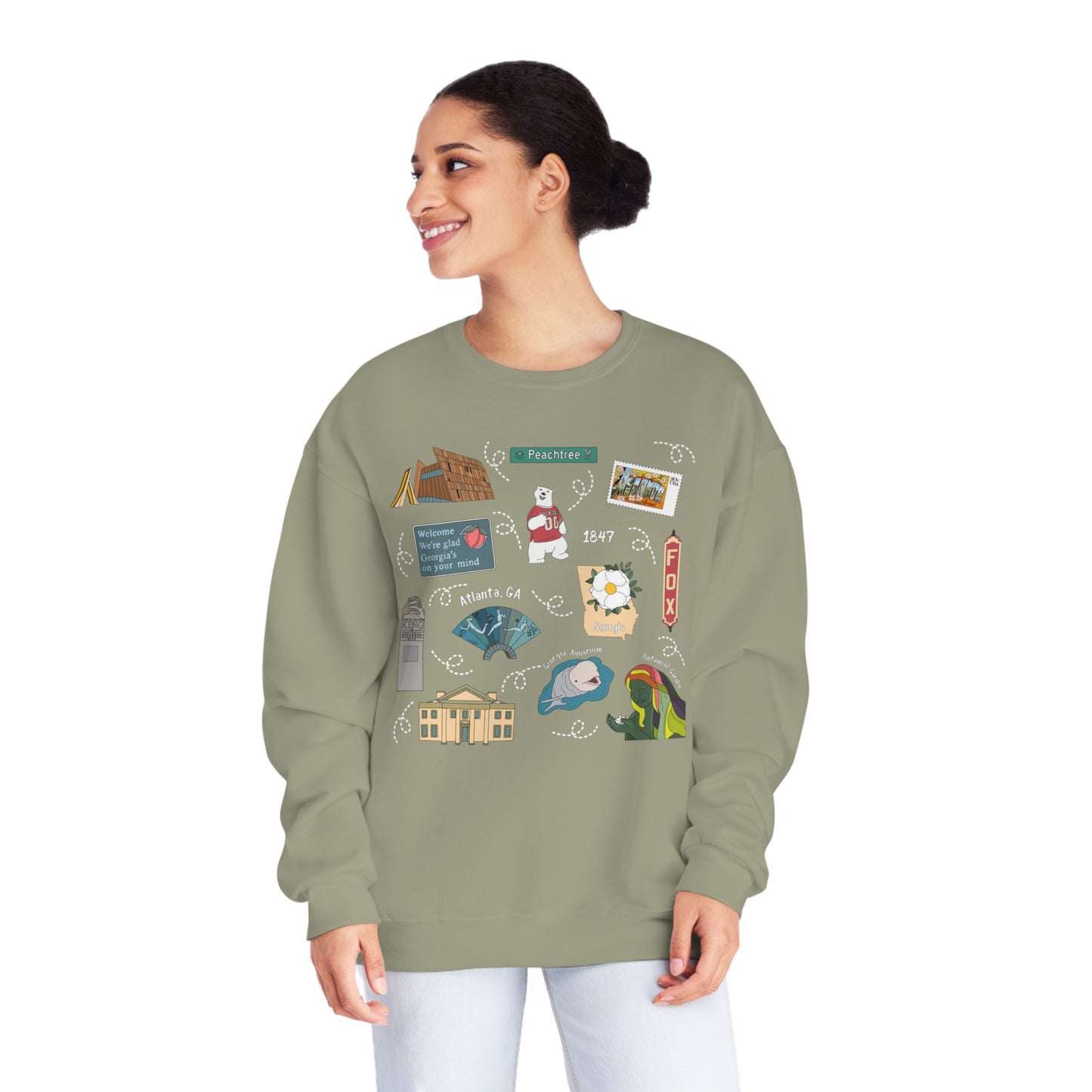 Unisex NuBlend® Crewneck Sweatshirt with Atlanta, GA in assorted colors