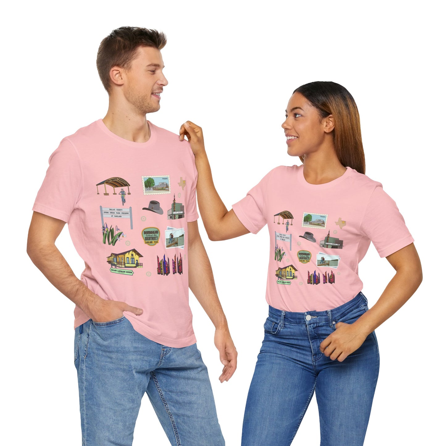 Unisex Jersey Short Sleeve Tee with Garland, Texas TX landmarks print