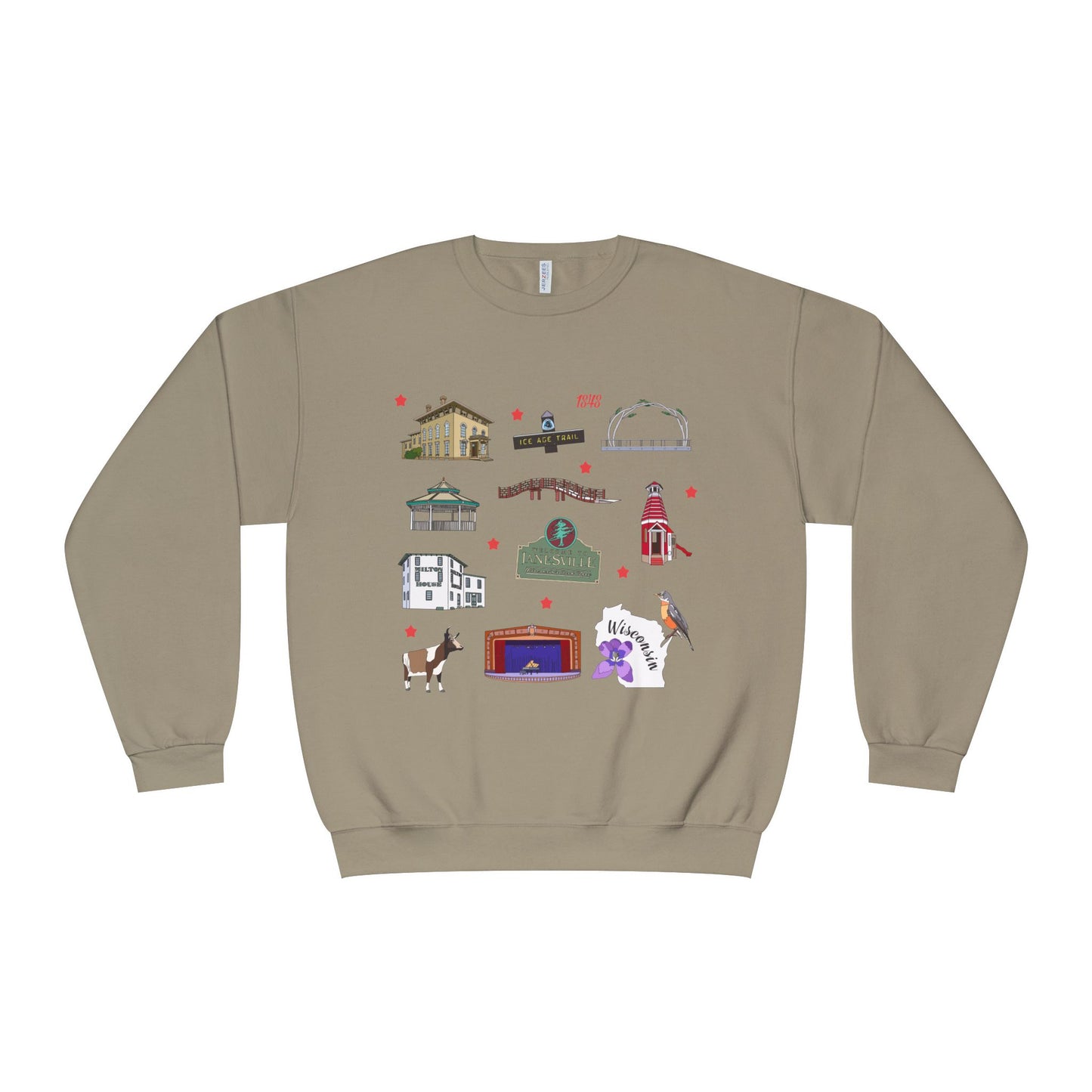 Unisex NuBlend® Crewneck Sweatshirt with Janesville, Wisconsin WI in assorted colors