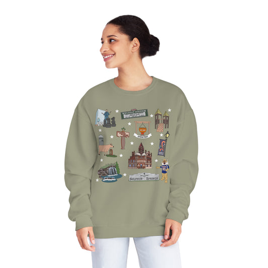 Unisex NuBlend® Crewneck Sweatshirt with Sulphur Springs, TX in assorted colors