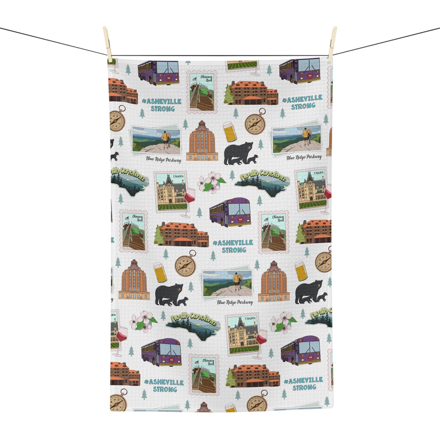Kitchen Towel with Asheville, North Carolina NC in white