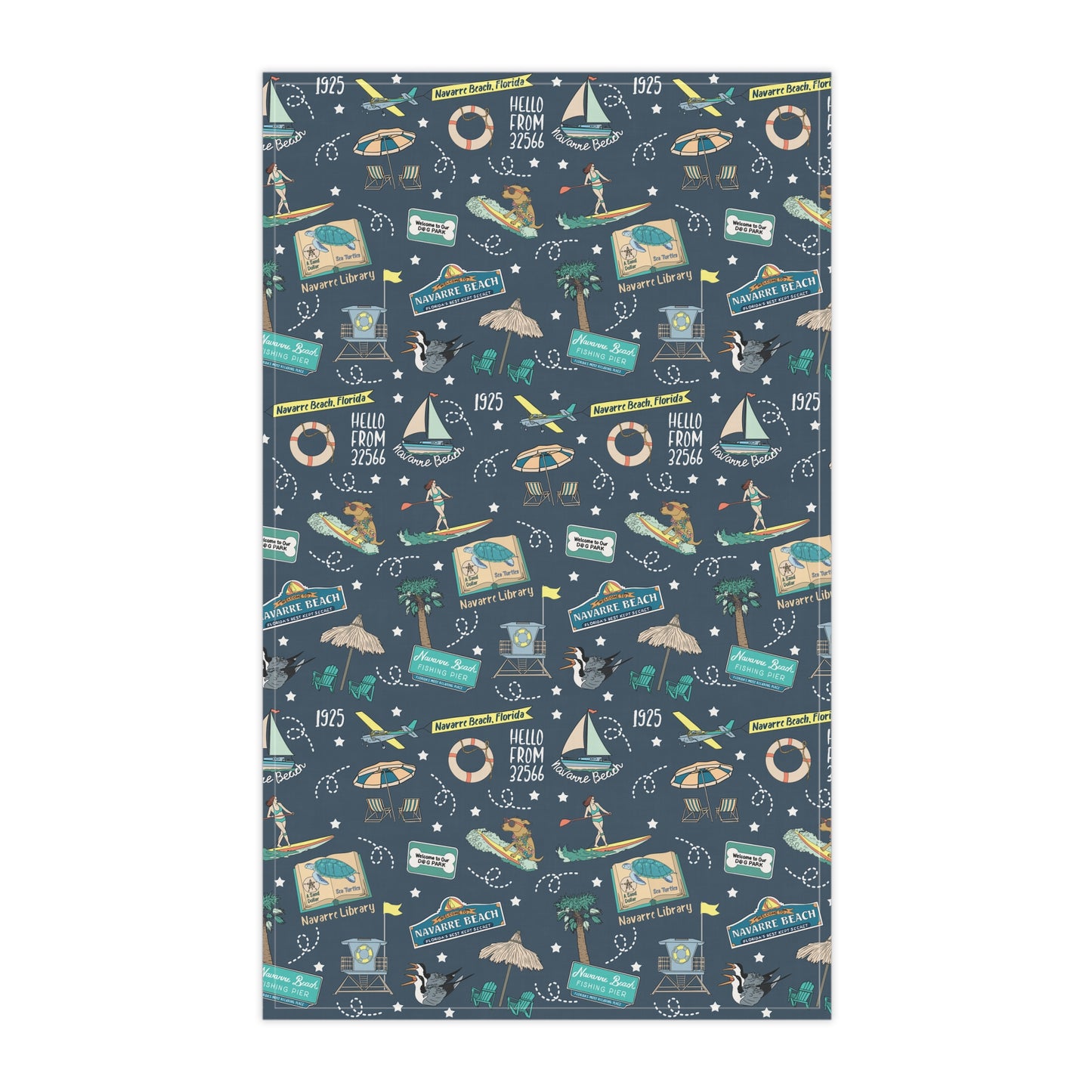 Kitchen Towel with Navarre Beach, FL in navy