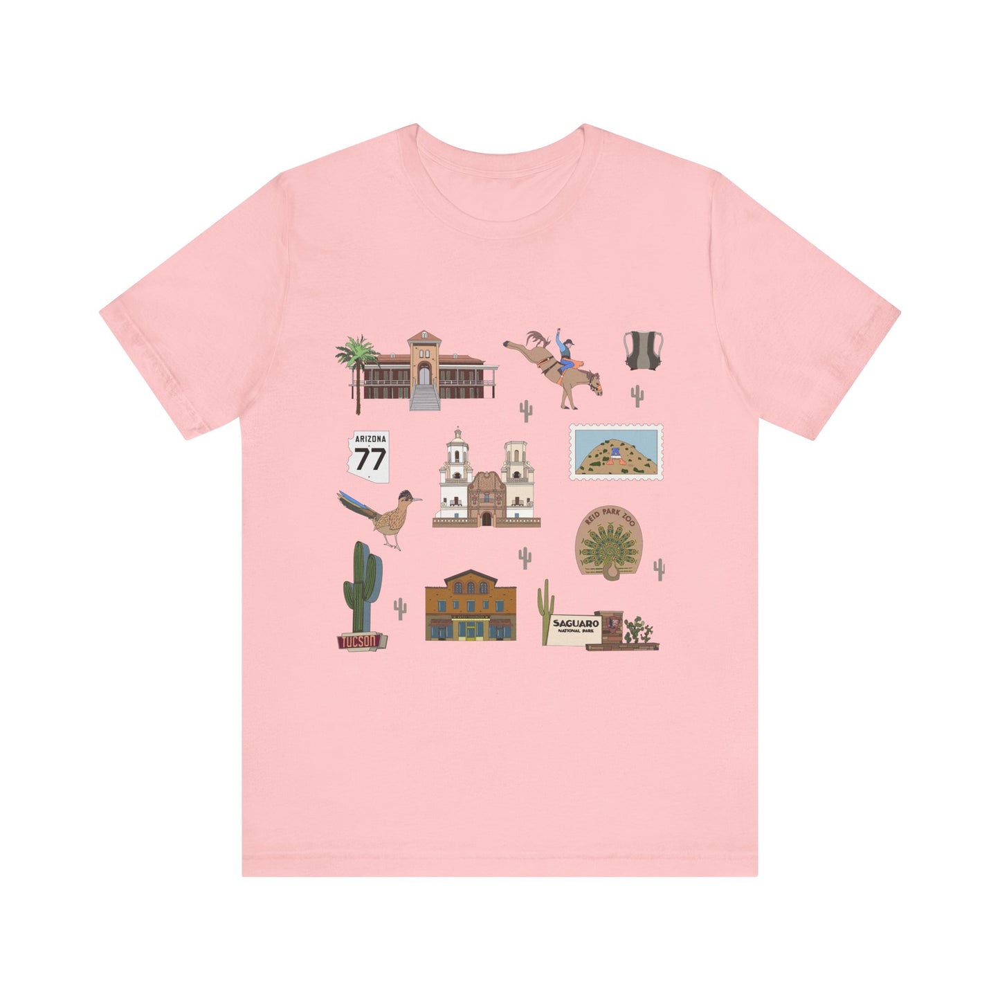 Unisex Jersey Short Sleeve Tee with Tucson, Arizona AZ landmarks print