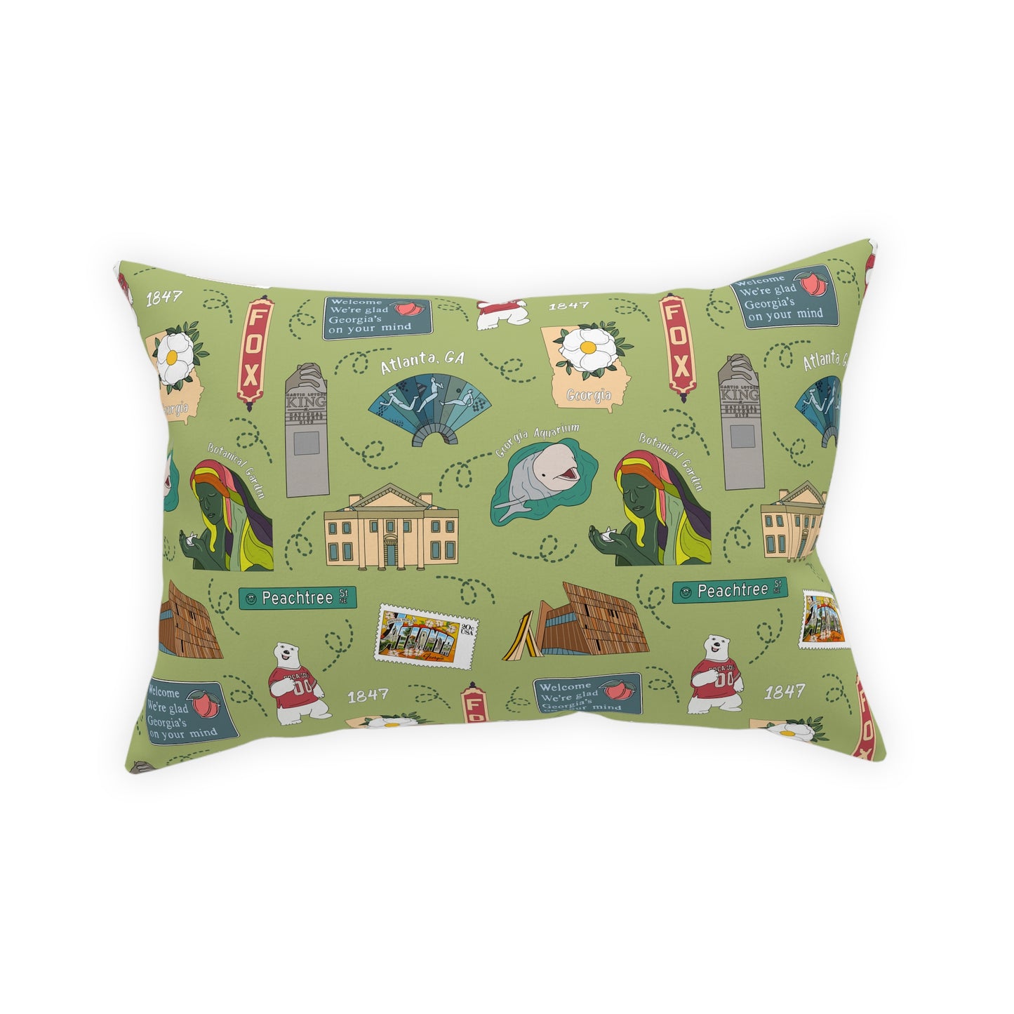 Broadcloth Pillow with Atlanta, GA in green