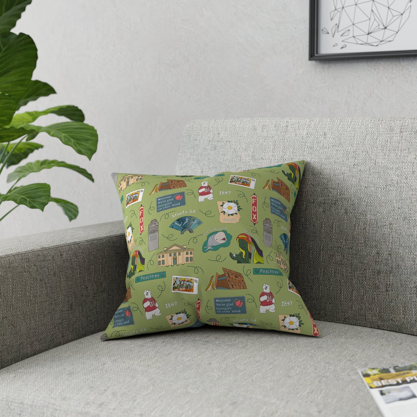 Broadcloth Pillow with Atlanta, GA in green