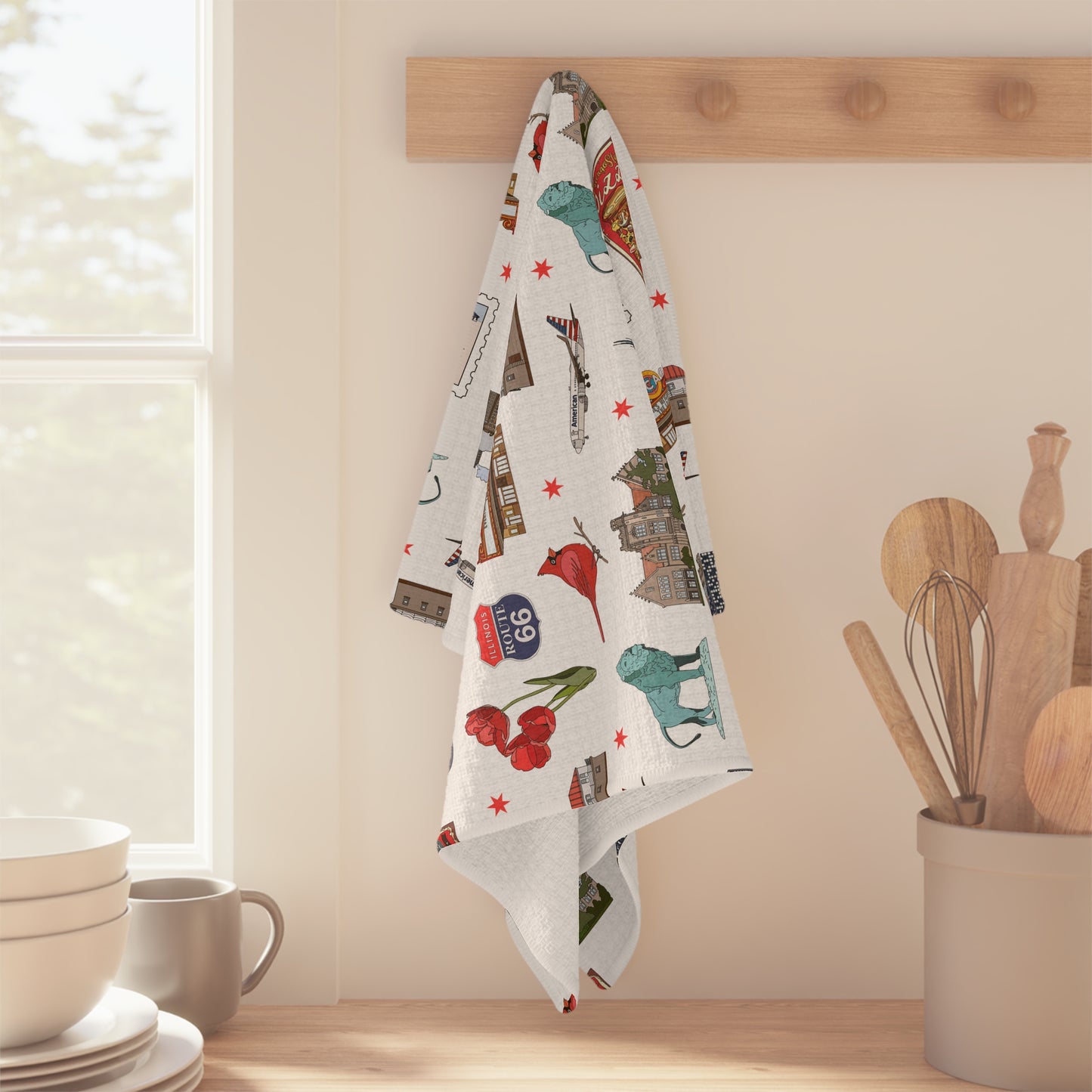 Kitchen Towel with Chicago, Illinois IL in white