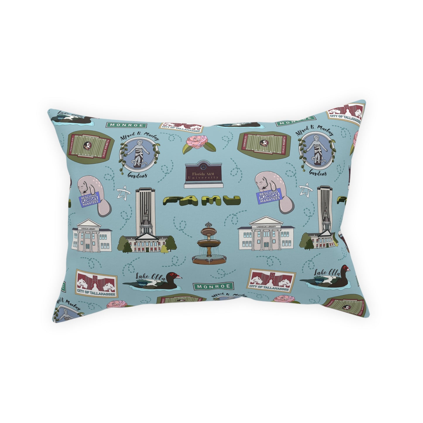 Broadcloth Pillow with Tallahassee, FL in blue