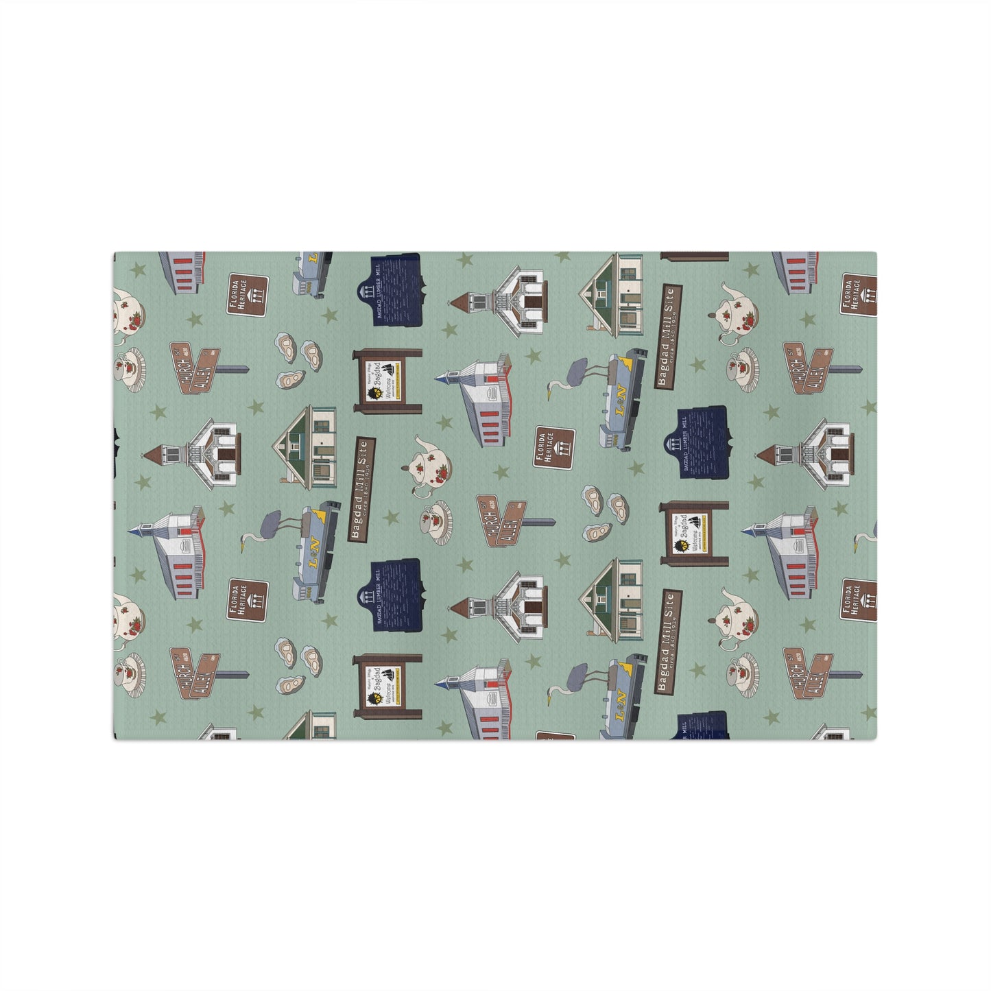 Kitchen Towel with Bagdad, Florida FL in green