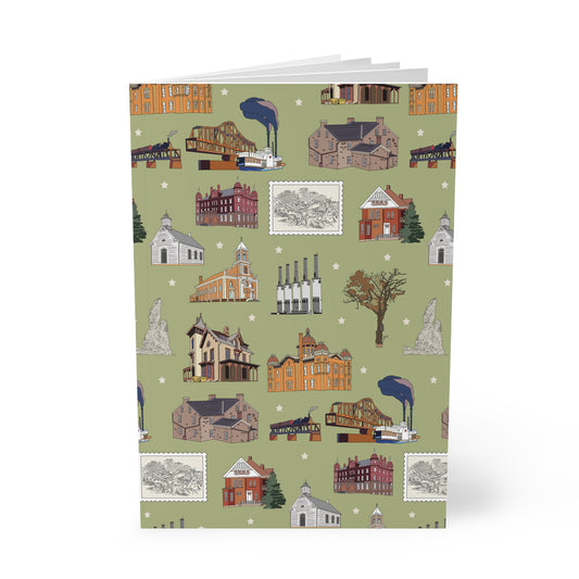 Paperback notebook with South St. Paul, Mendota, Hastings, Hampton, Inver Grove Heights near the Minneapolis Minnesota MN landmarks in olive 150 lined pages