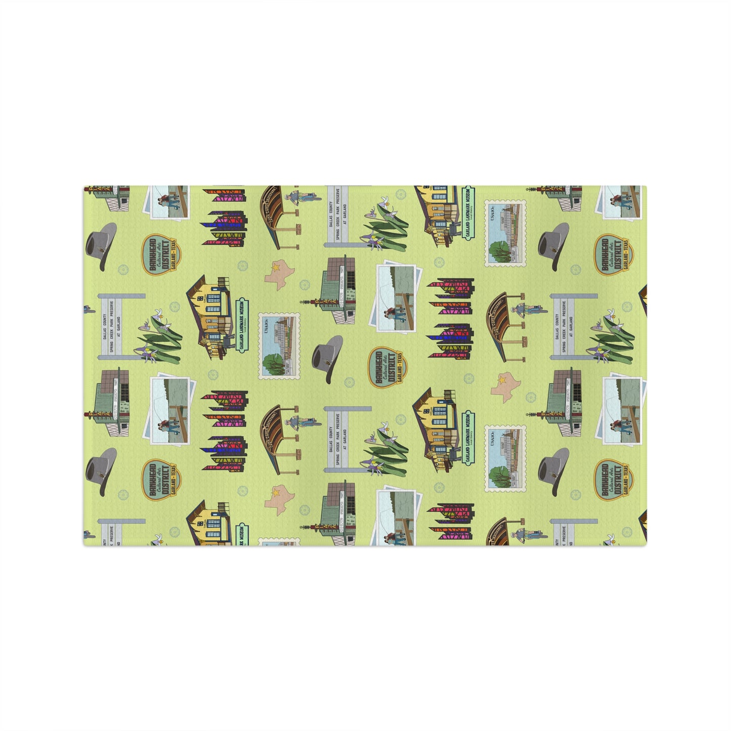 Kitchen Towel with Garland, Texas TX in avocado