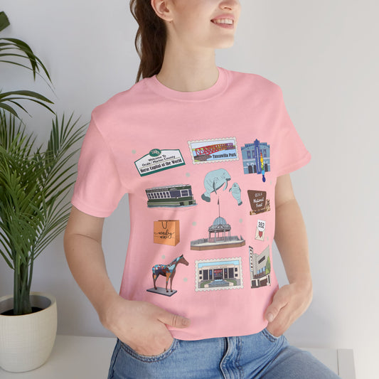 Unisex Jersey Short Sleeve Tee with Ocala, Florida FL landmarks print