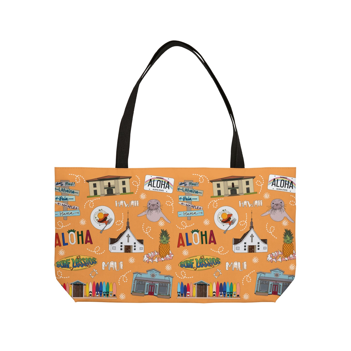 Tote Bag with Maui, HI in orange