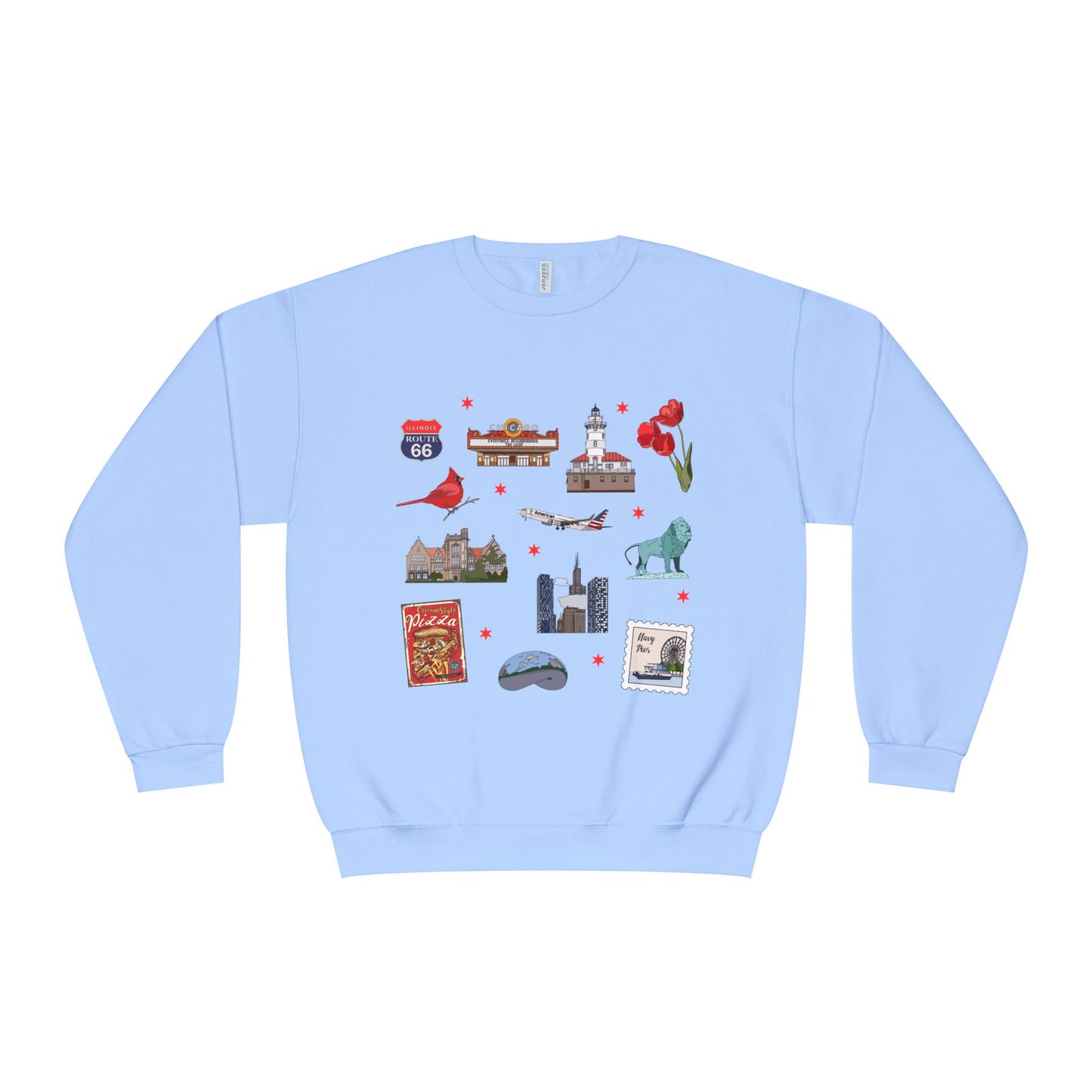 Unisex NuBlend® Crewneck Sweatshirt with Chicago, Illinois IL in assorted colors