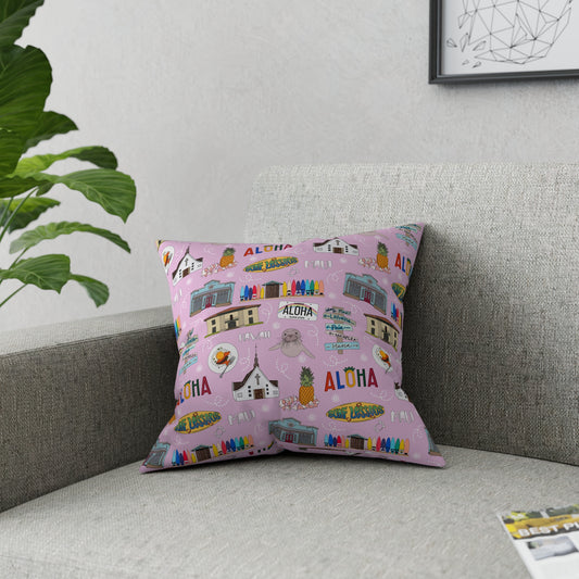 Broadcloth Pillow with Maui, HI in pink