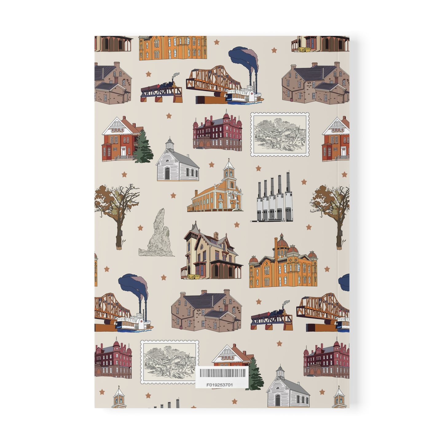 Paperback notebook with South St. Paul, Mendota, Hastings, Hampton, Inver Grove Heights near the Minneapolis Minnesota MN landmarks in beige 150 lined pages