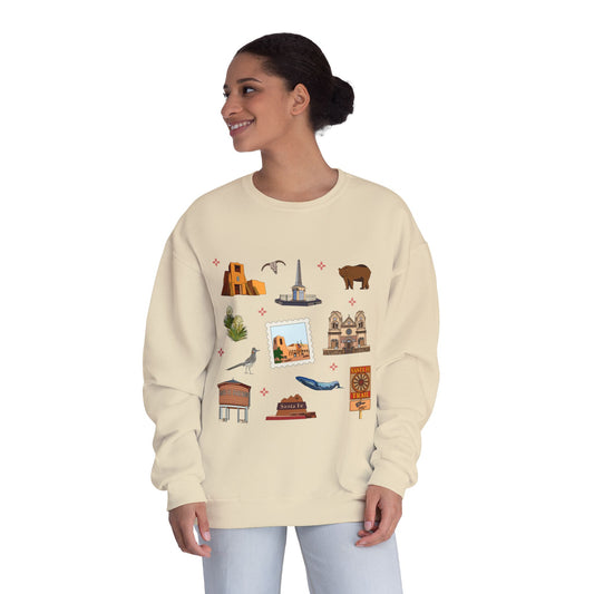 Unisex NuBlend® Crewneck Sweatshirt with Santa Fe, New Mexico NM in assorted colors