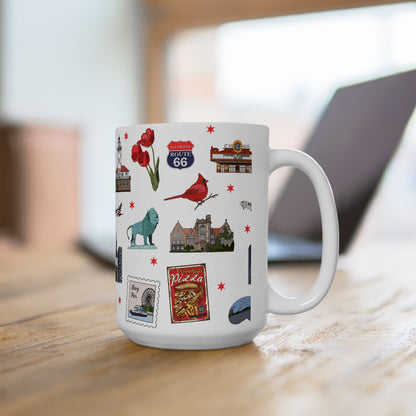 Ceramic Mug 15oz with Chicago, Illinois IL in white