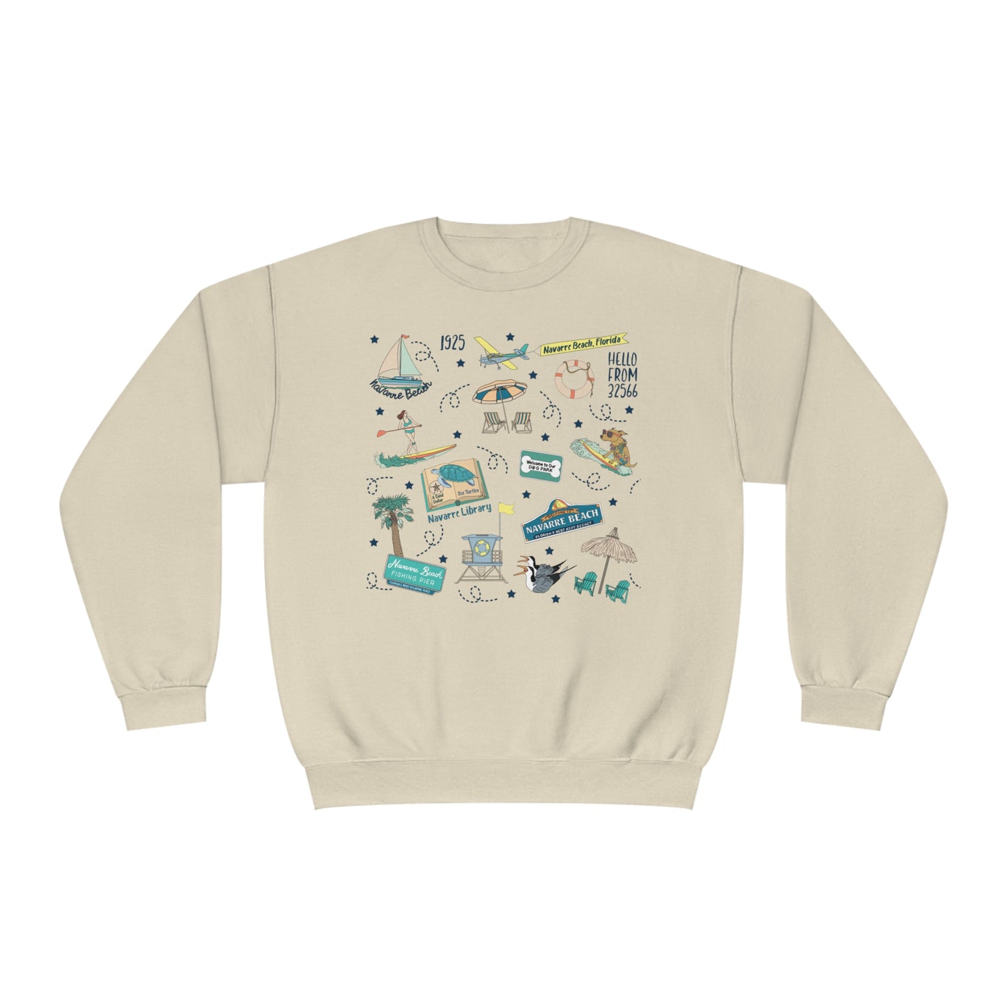 Unisex NuBlend® Crewneck Sweatshirt with Navarre Beach, FL in assorted colors