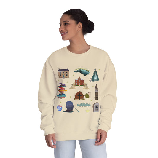Unisex NuBlend® Crewneck Sweatshirt with Charlotte, North Carolina NC in assorted colors