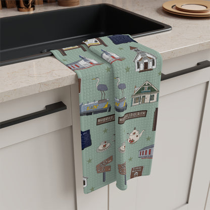 Kitchen Towel with Bagdad, Florida FL in green