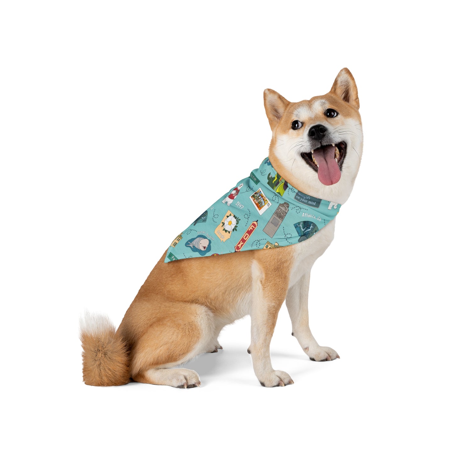 Pet Bandana with Atlanta, GA in turquoise