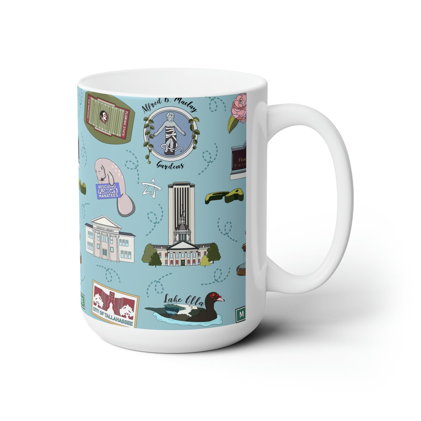 Ceramic Mug 15oz with Tallahassee, FL in blue