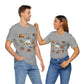 Unisex Jersey Short Sleeve Tee with Santa Fe, New Mexico NM landmarks print