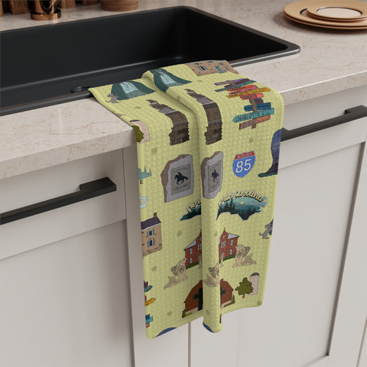 Kitchen Towel with Charlotte, North Carolina NC in brass