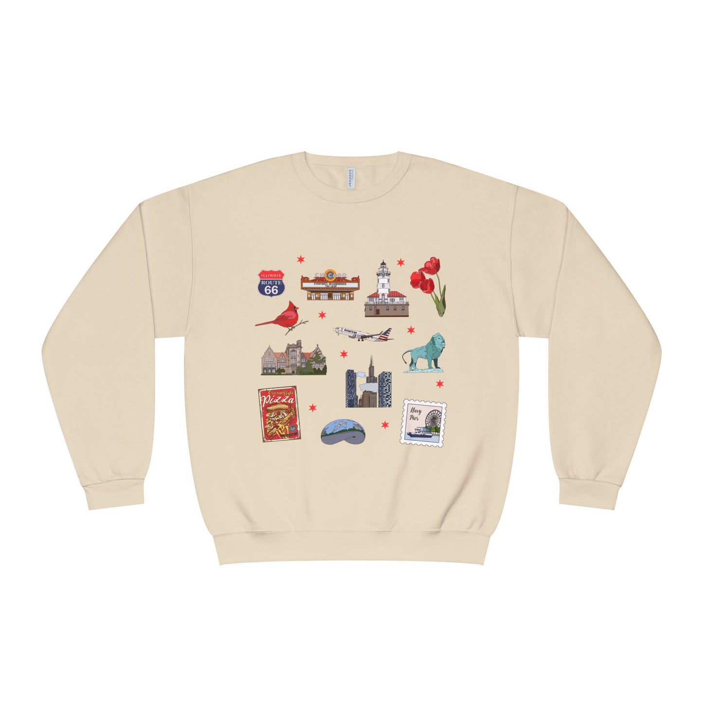 Unisex NuBlend® Crewneck Sweatshirt with Chicago, Illinois IL in assorted colors