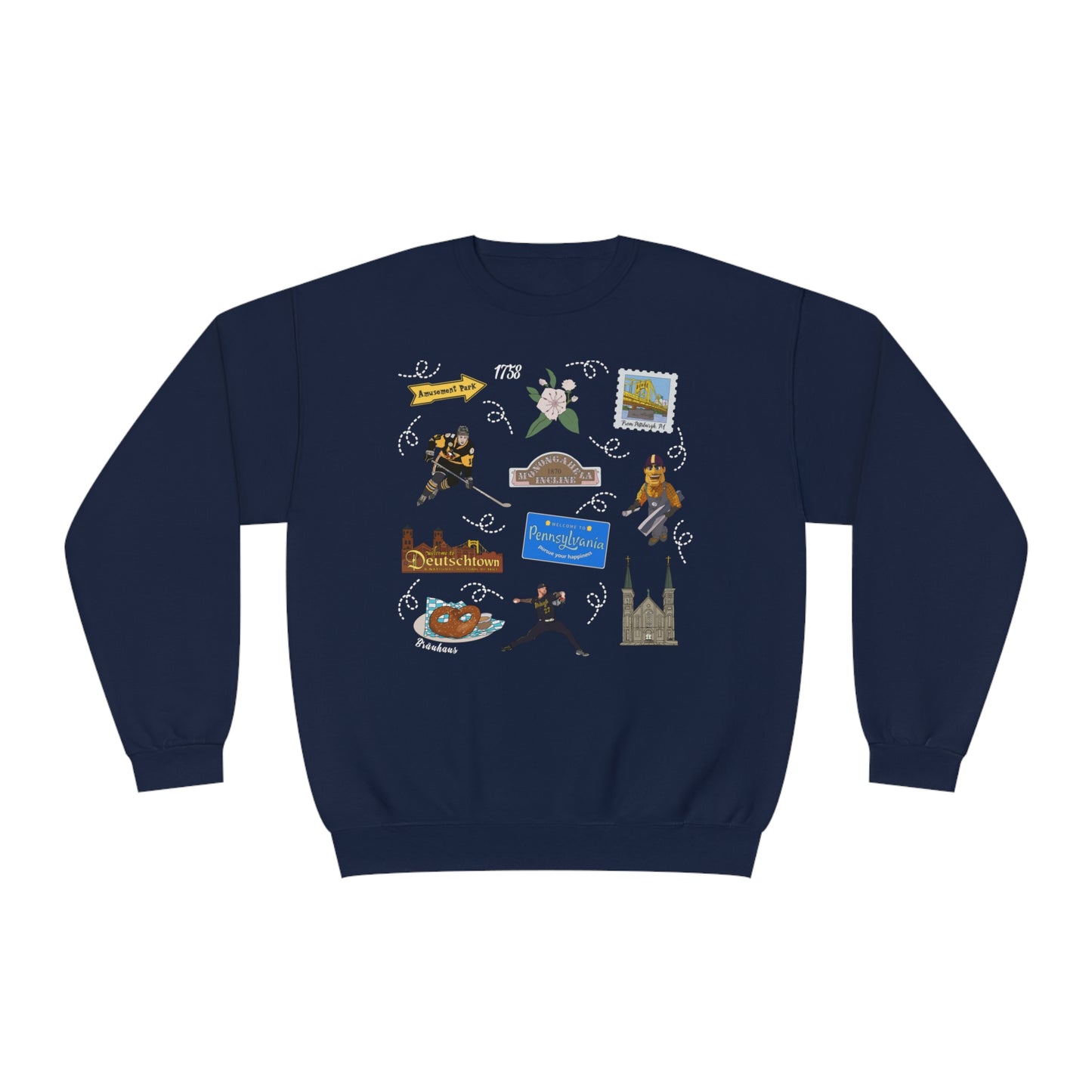 Unisex NuBlend® Crewneck Sweatshirt with Pittsburgh, PA in assorted colors