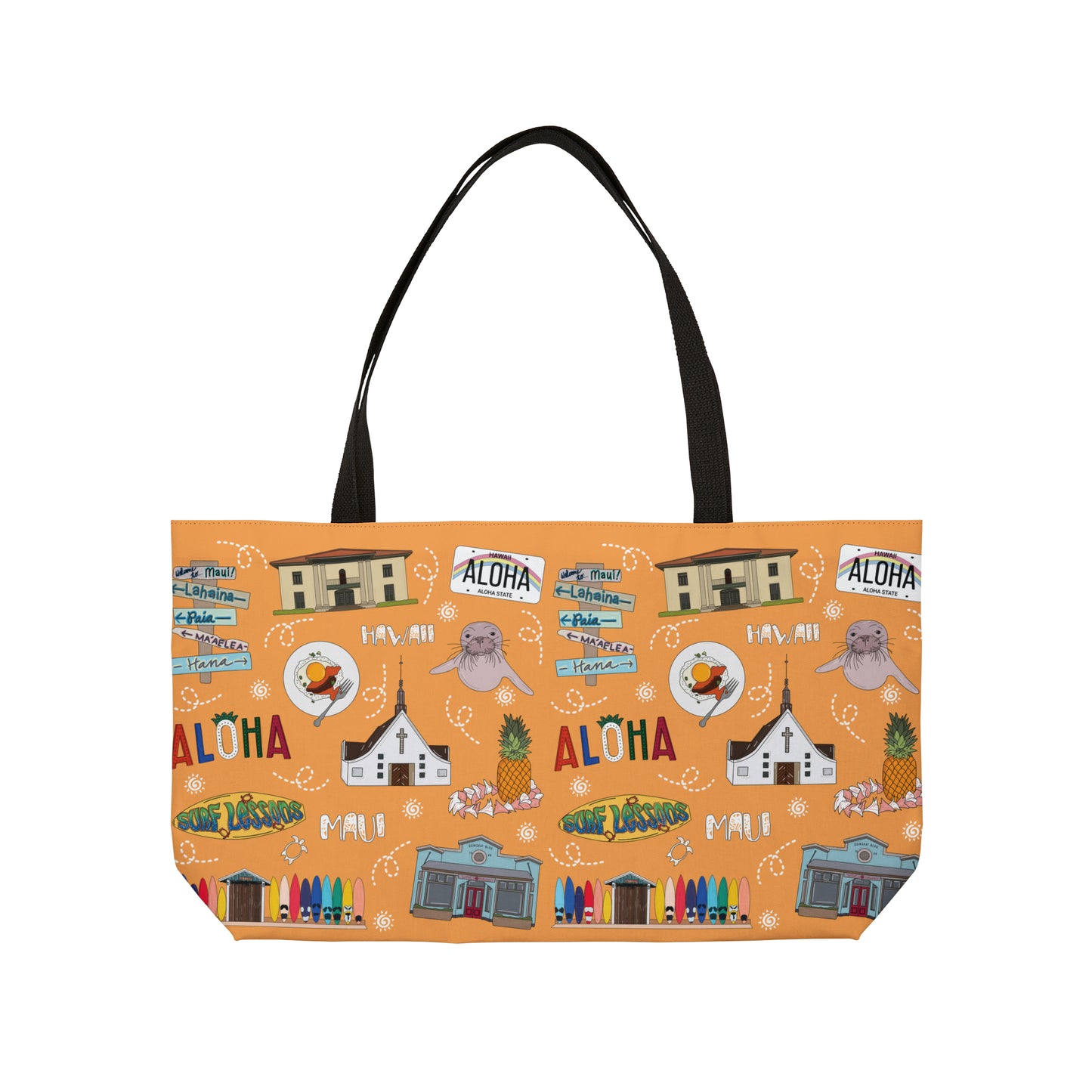 Tote Bag with Maui, HI in orange