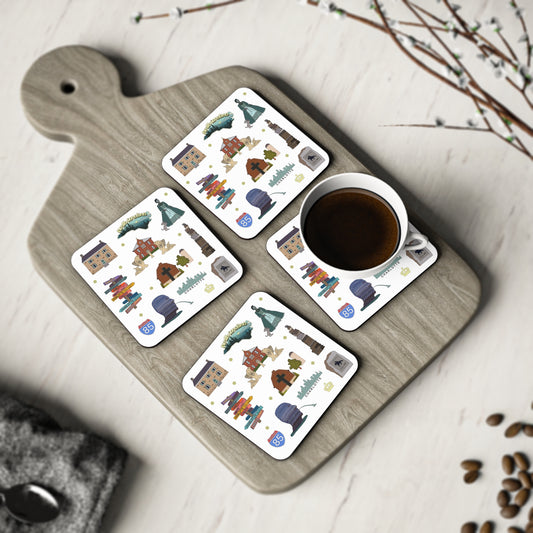 Set of 4 Ceramic Mug Coasters with Charlotte, North Carolina NC