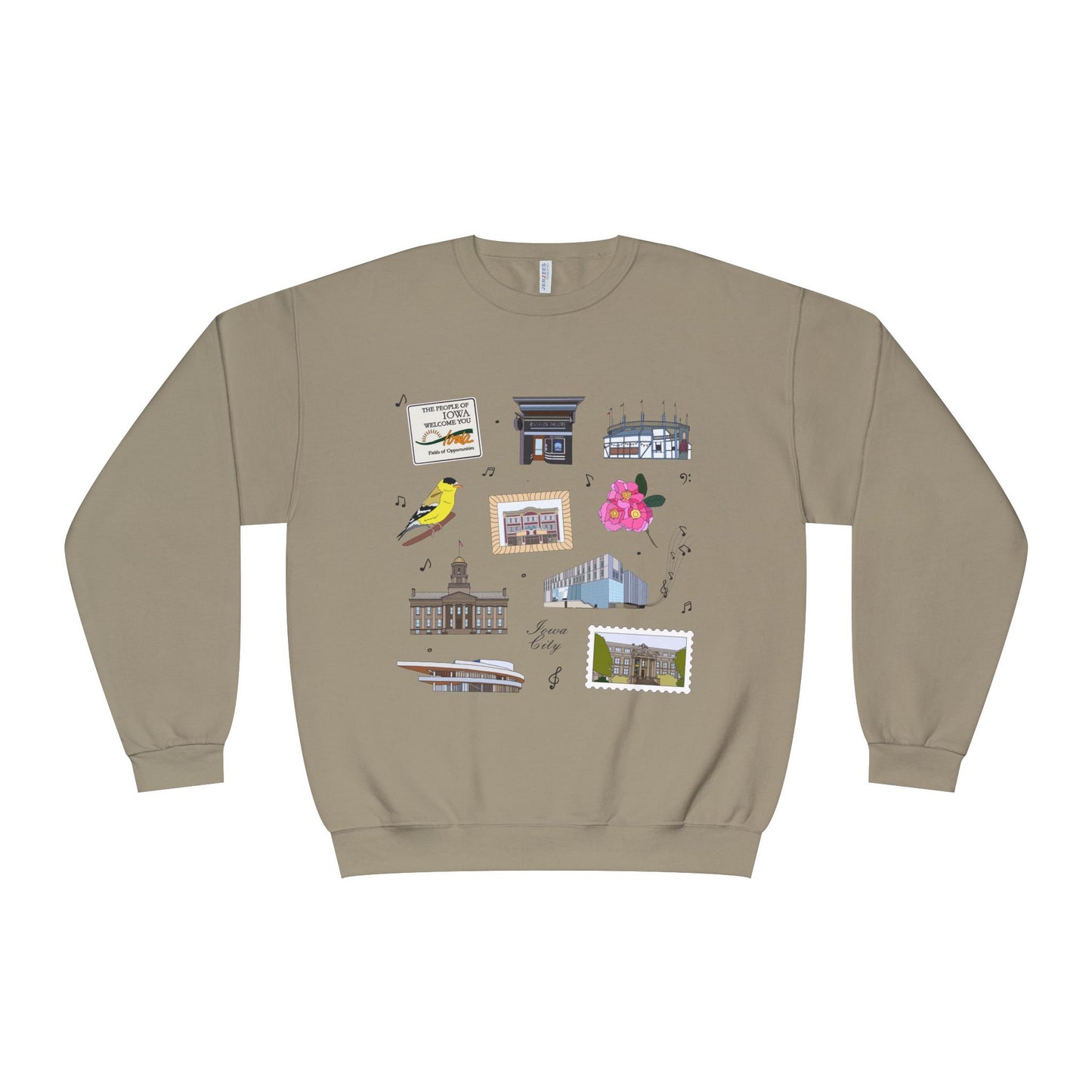 Unisex NuBlend® Crewneck Sweatshirt with Iowa City, Iowa IA in assorted colors