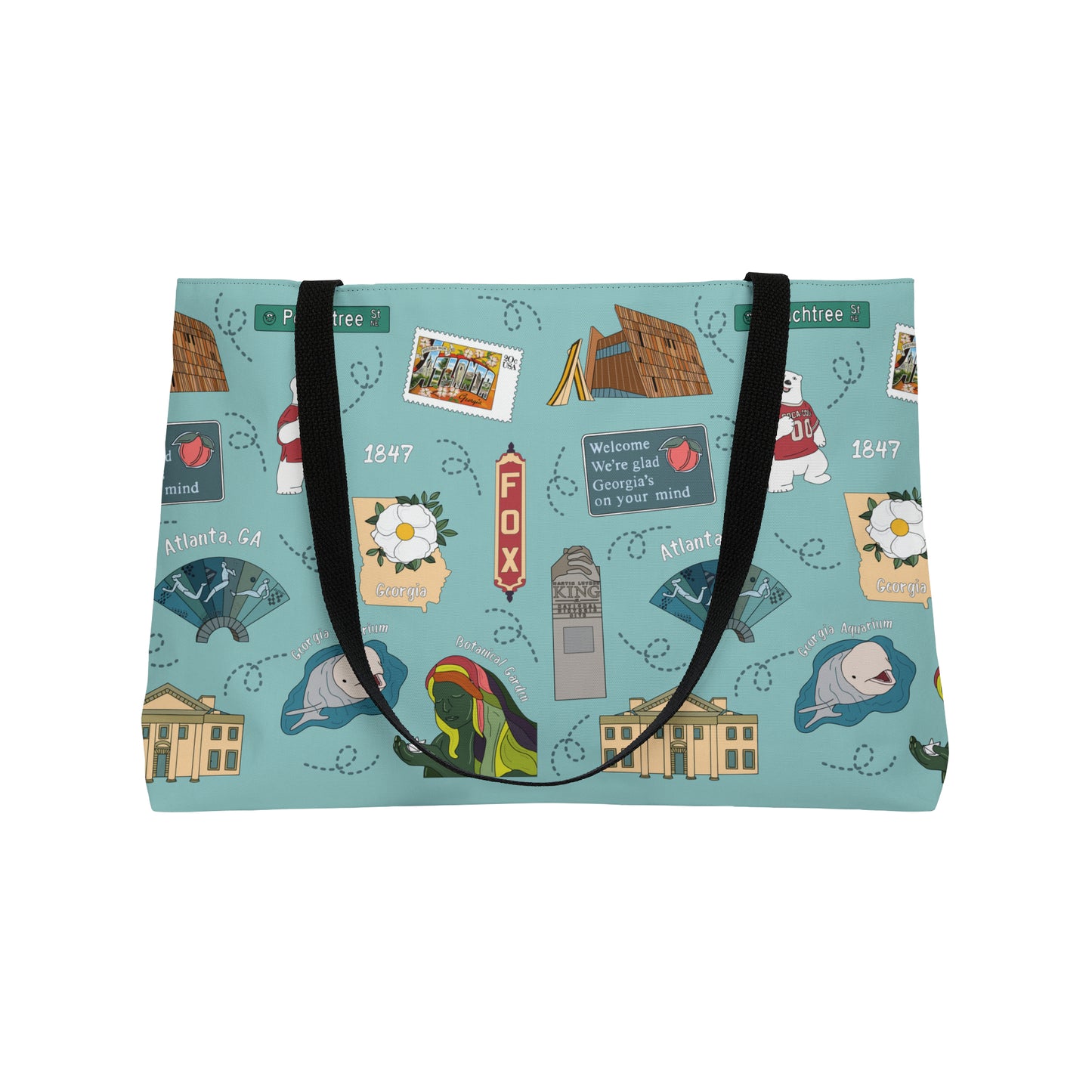 Tote Bag with Atlanta, GA in turquoise