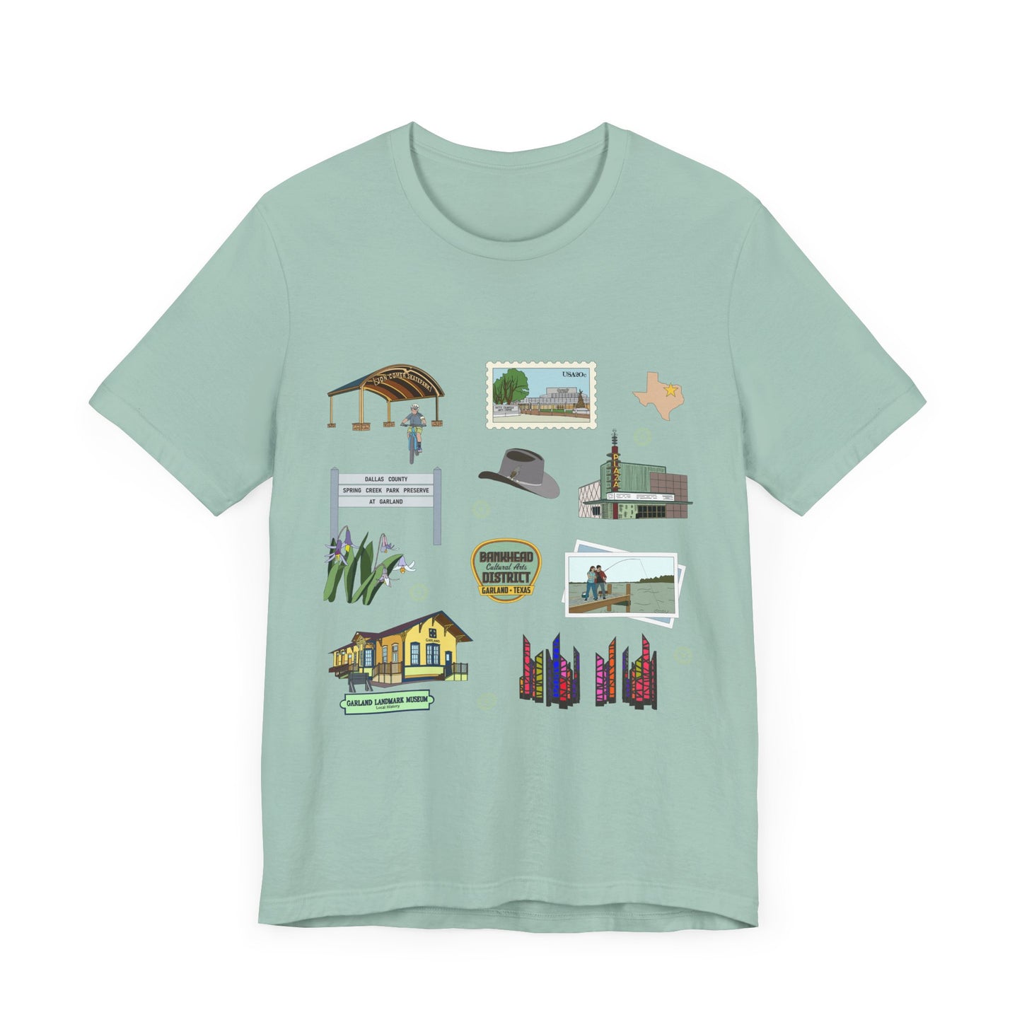 Unisex Jersey Short Sleeve Tee with Garland, Texas TX landmarks print