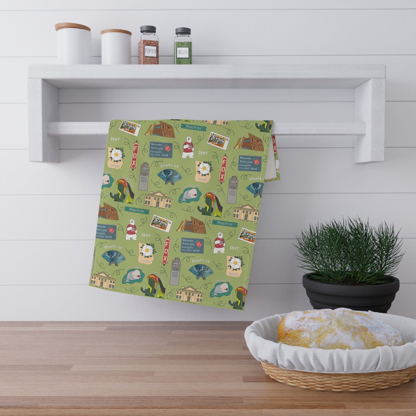 Kitchen Towel with Atlanta, GA in green