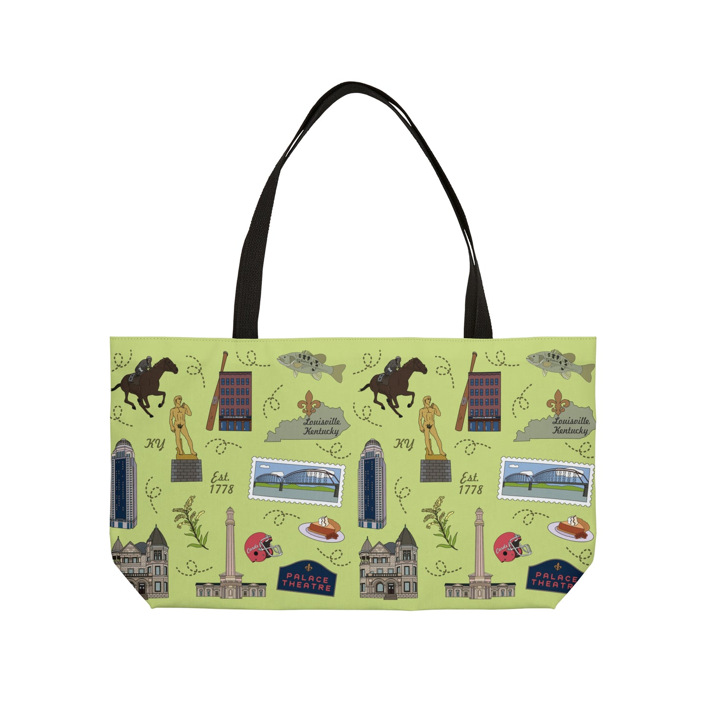 Tote Bag with Louisville, KY in lime