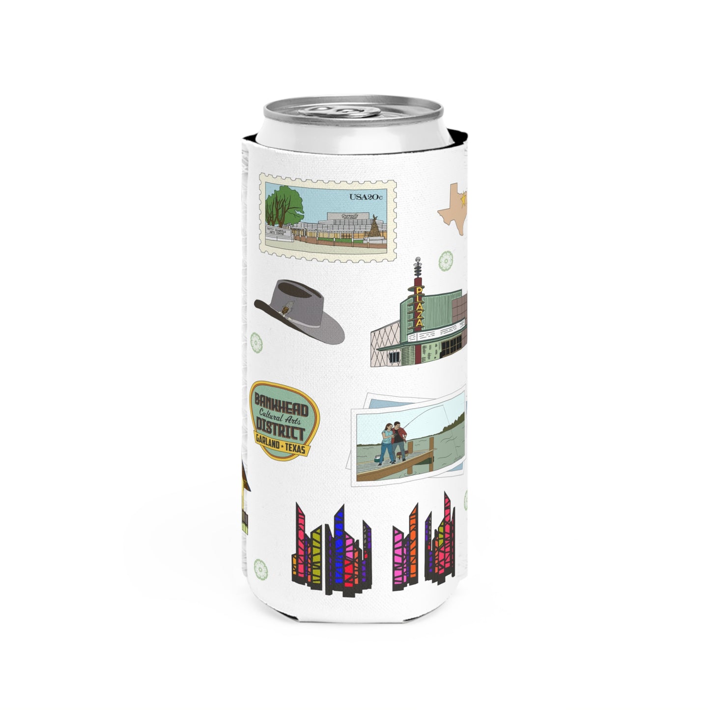 Slim Can Cooler with Garland, Texas TX