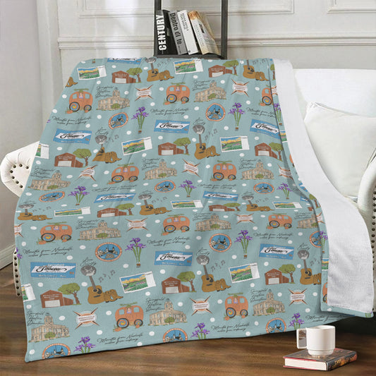 Velveteen Blanket with Springfield, TN in teal