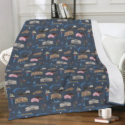 Minky blanket with custom pattern one size 70"x 54" in navy