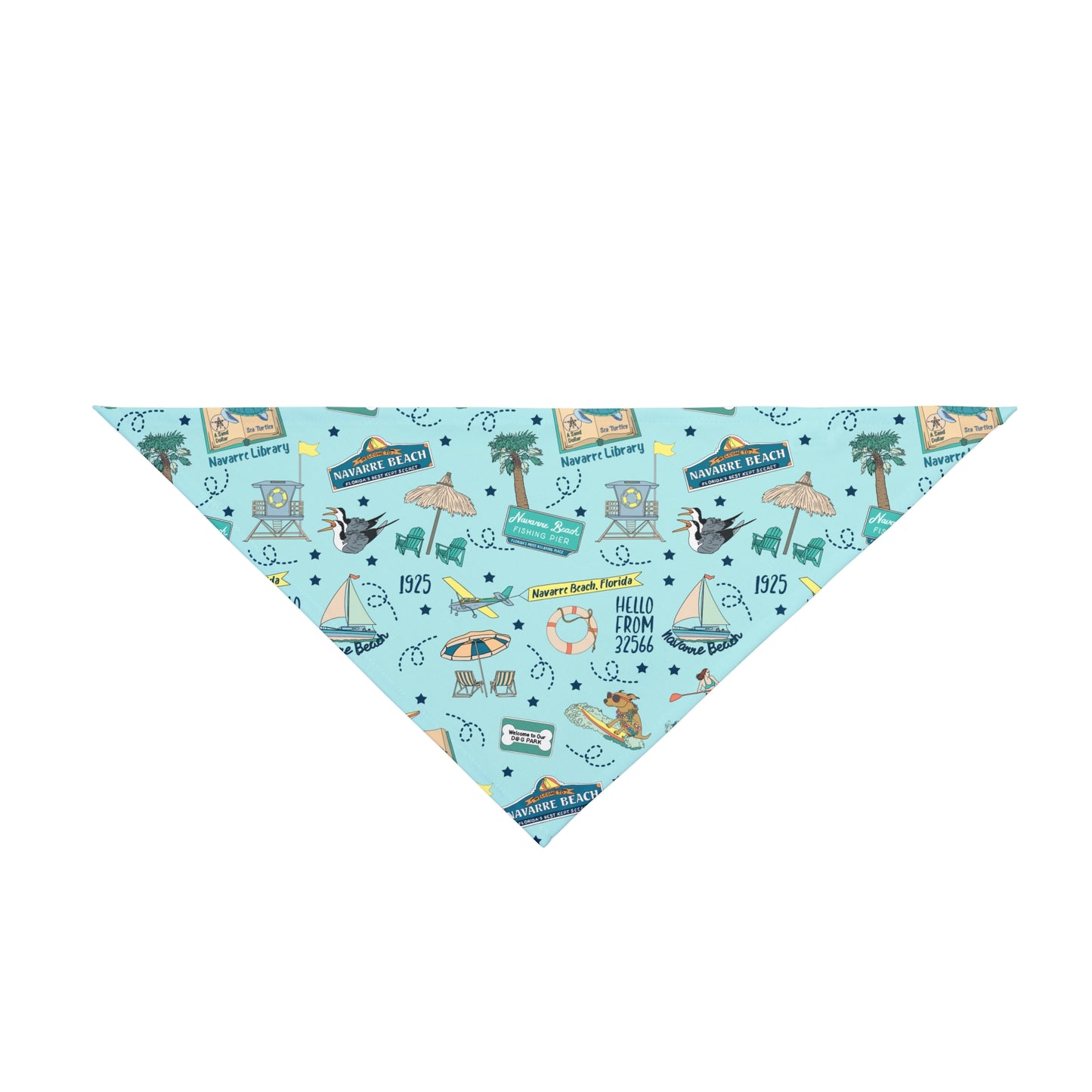 Pet Bandana with Navarre Beach, FL in sky blue