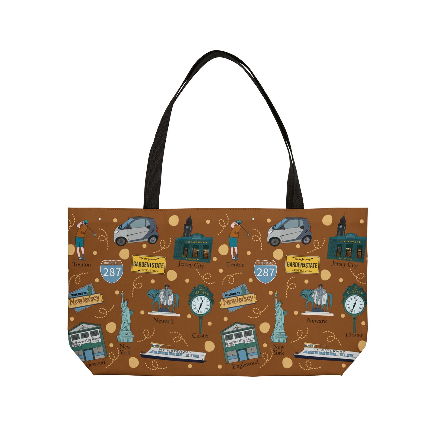 Tote Bag with New Jersey in brown