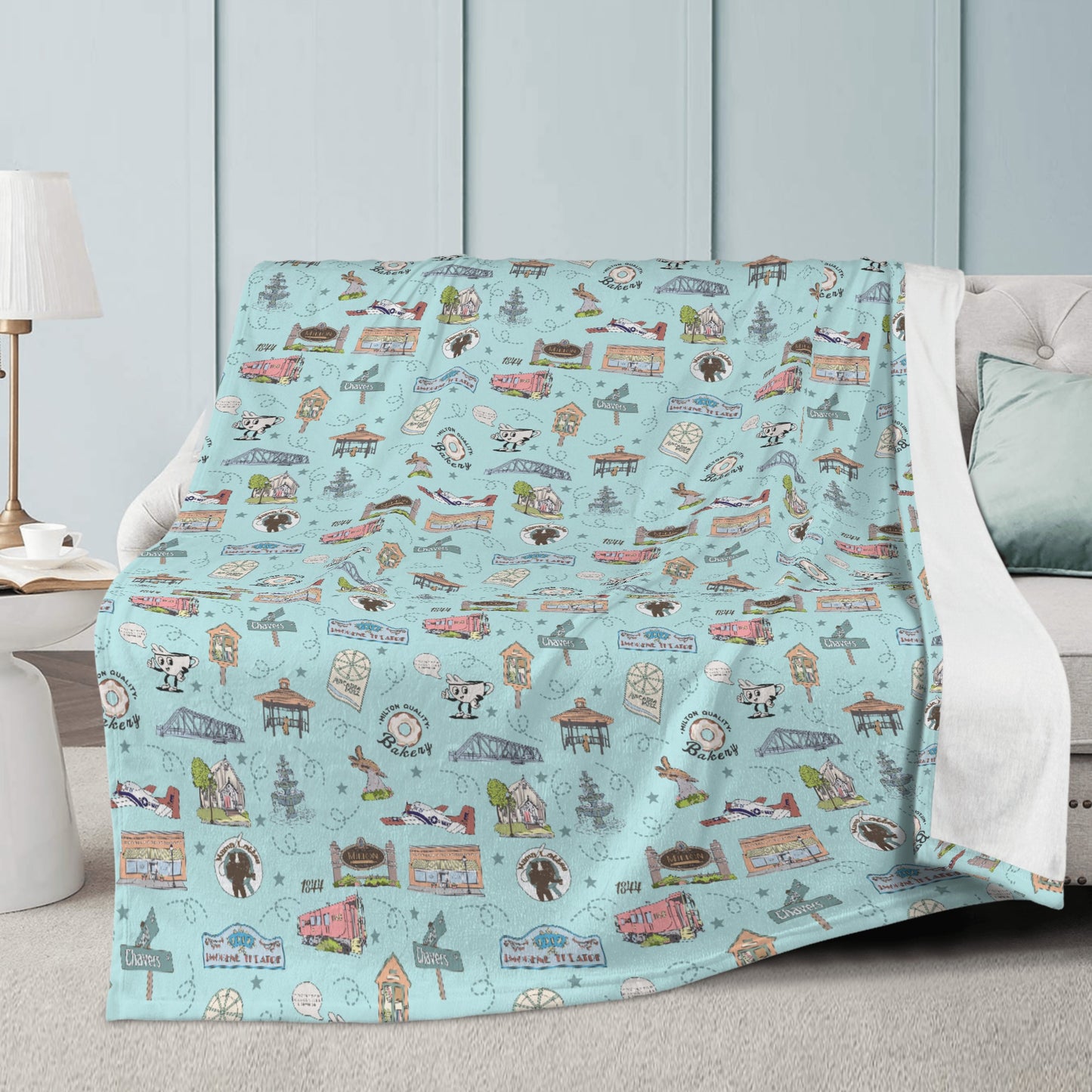 Minky blanket with Milton, FL in baby blue