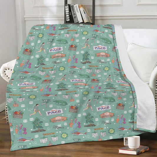 Minky blanket with Pace, FL in sage green