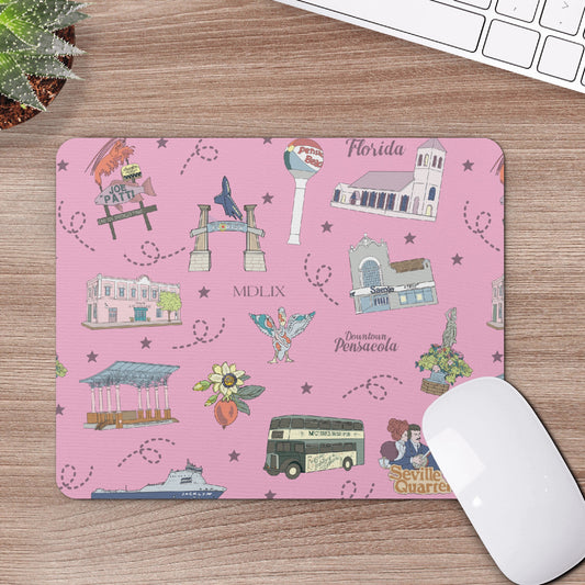 Mouse Pad with Pensacola, FL in pink